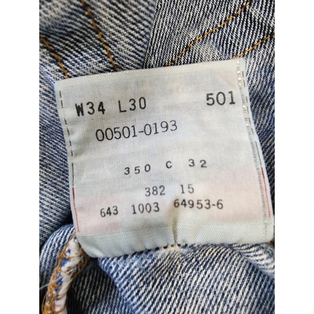 Levi's 501 Original Button Fly Jeans Men's W34 L30 Light Wash Straight Leg 100%
